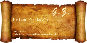 Grimm Zoltán névjegykártya